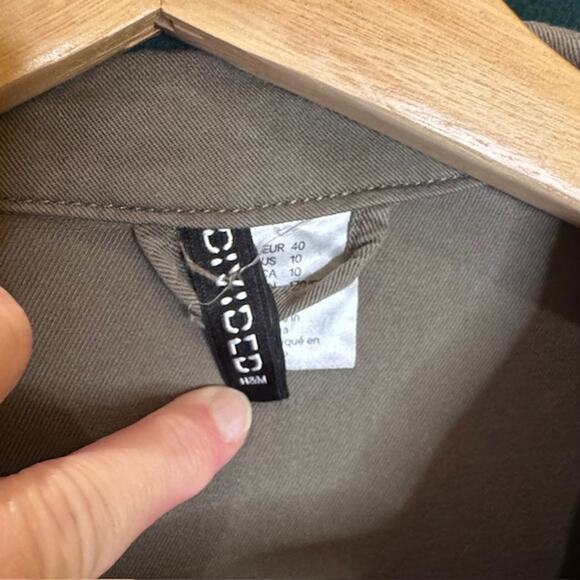 DIVIDED By H&M Utility Jacket Womens Tan Lightweight Utility Army Olive Sz S - Picture 3 of 12